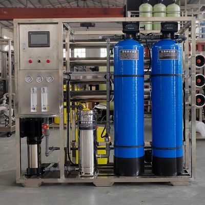 1TPH 2.1kW-380-415V 2xFRP Tanks Brackish Water Reverse Osmosis Water Plant