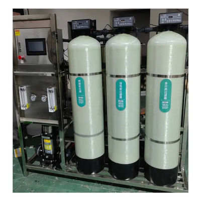 1TPH 2.1kW-380-415V 3xFRP Tanks Brackish Water Reverse Osmosis Water Plant
