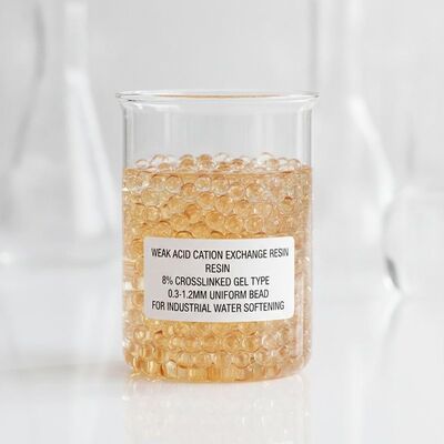 Weak Acid Cation Exchange Resin 8% Crosslinked Gel Type 0.3-1.2mm Uniform Bead for Industrial Water Softening