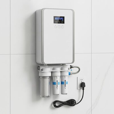 Compact Reverse Osmosis Water Treatment System 800 GPD Alkaline Mineral Filter Wall Mounted Design 110V 60Hz