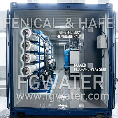 100 TPD Solar Hybrid Containerized RO Pure Water Equipment in 40ft Unit for Seawater Desalination