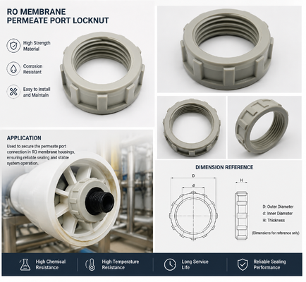High Strength Engineering Plastic RO Membrane Permeate Port Locknut with Corrosion Resistance and Long Service Life for Reverse Osmosis Systems